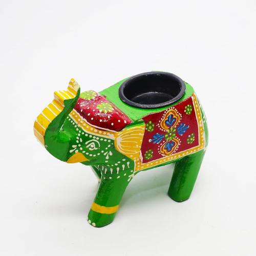 Wooden Elephant Tealight Candle Holder – Handcrafted by Sanvi Craft