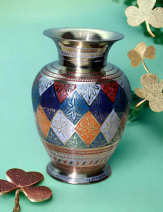 Handcrafted Brass Flower Vase with Minakari Design