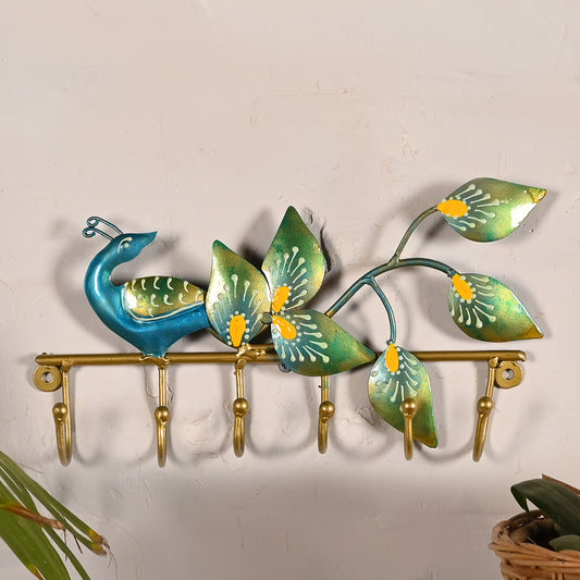 Multicolor Peacock Key Holder for Home Wall (31.75* 5.08 * 20.32)