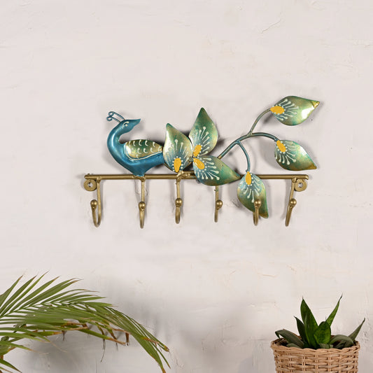 Multicolor Peacock Key Holder for Home Wall (31.75* 5.08 * 20.32)