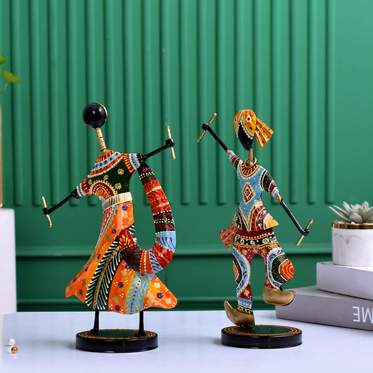 Multicolor Dandiya Couple Showpiece for Festive D?cor (18* 10 * 34)