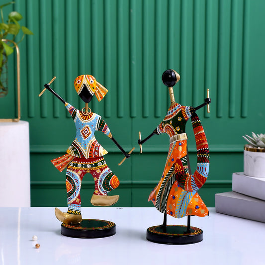 Multicolor Dandiya Couple Showpiece for Festive D?cor (18* 10 * 34)
