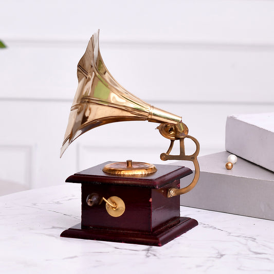 Golden Gramophone Vintage Showpiece for Home (10* 10 * 25)