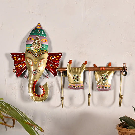 Multicolor Ganesh Key Holder for Home Walls (38.1* 7.62 * 25.4)