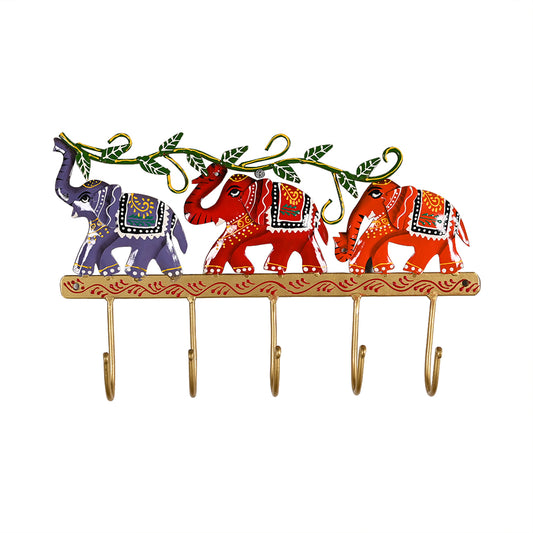 Multicolor Elephant Key Holder for Entryway (34.29* 6.35 * 21.59)
