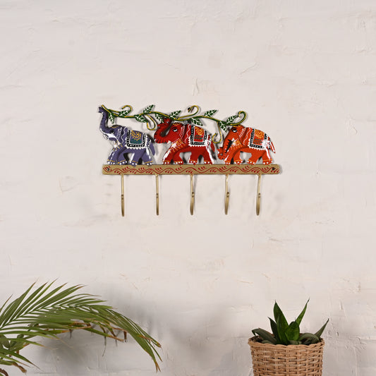 Multicolor Elephant Key Holder for Entryway (34.29* 6.35 * 21.59)