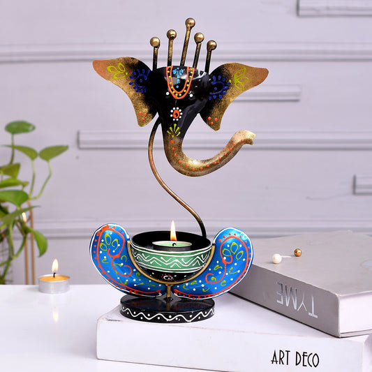 Black Ganesh T-Lite Holder for Home Temple (17* 10 * 25)