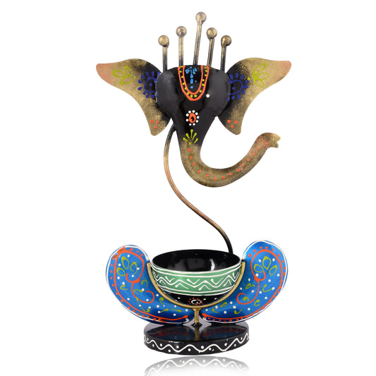 Black Ganesh T-Lite Holder for Home Temple (17* 10 * 25)