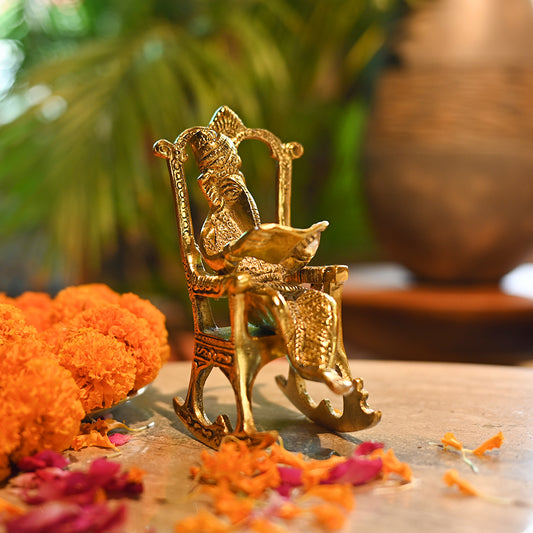 Golden Chair Ganesh Idol for Worship & Decor (20.32* 25.4 * 38.1)
