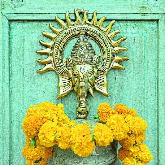 Golden Kiran Ganesh Idol for Worship (48.26* 8.89 * 58.42)