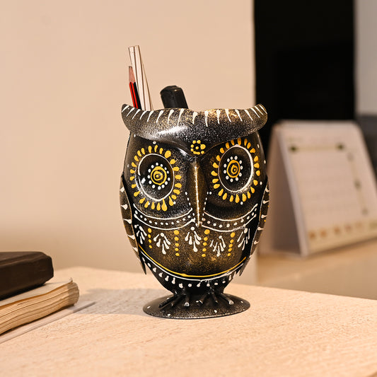 Multicolor Owl Pen Stand for Study Table (8.89* 7.62 * 15.24)