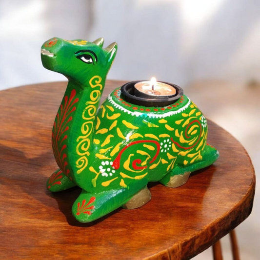 Handcrafted Green Camel Tea-Light Candle Holder – Sanvi Craft