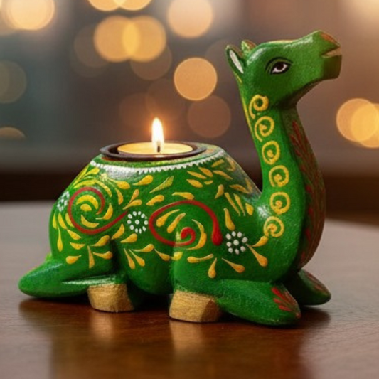 Handcrafted Green Camel Tea-Light Candle Holder – Sanvi Craft