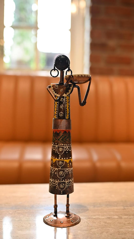 Tribal Lady Metal Figurine Set of 4