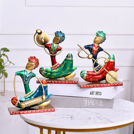 Golden Nagpuri Musician Showpiece for Decoration (18* 8 * 20)