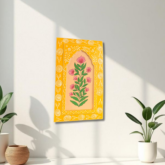 Yellow Handpainted Wooden Wall Frame