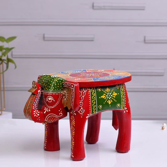 Multicolor Wooden Elephant Stool for Home Use (20* 28 * 20) cm