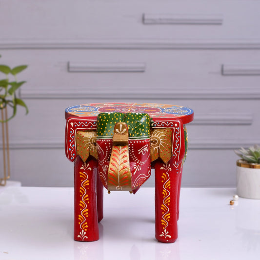 Multicolor Wooden Elephant Stool for Home Use (20* 28 * 20) cm